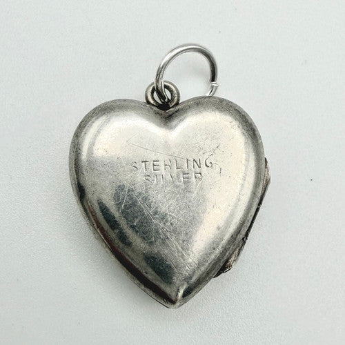 Vintage 925 Sterling Silver Heart Locket Charm CA21-12