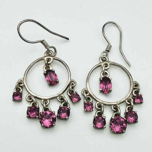 Vintage 925 Sterling Silver CZ Dangle Drop Earrings PAT140