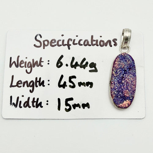 Vintage 925 Sterling Silver Dichroic Glass Pendant PAT120