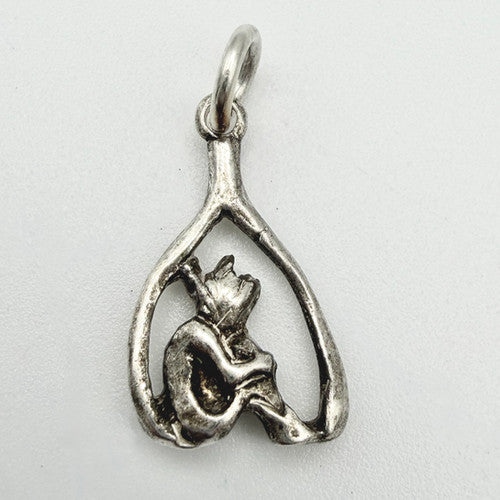 Vintage 925 Sterling Silver Wishbone & Imp Charm CA22-56