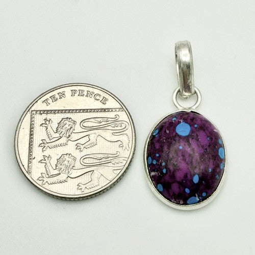 Vintage 925 Sterling Silver Purple Turquoise Pendant PAT117