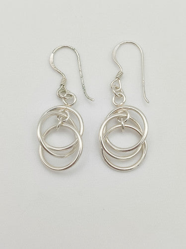 Vintage 925 Sterling Silver Modern Style Drop Earrings PAT32