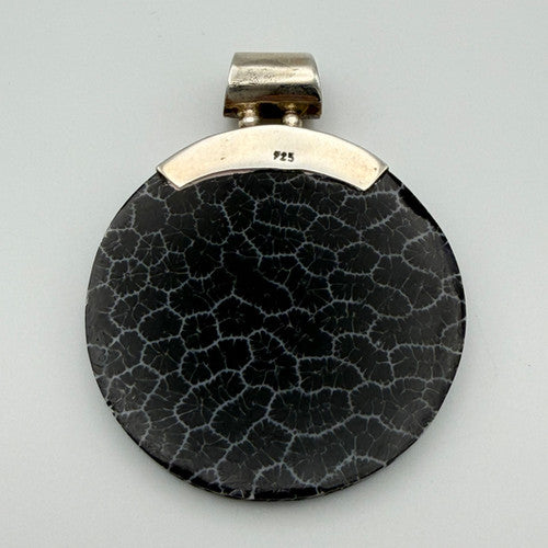 Vintage 925 Sterling Silver Fossilised Coral Pendant PAT130