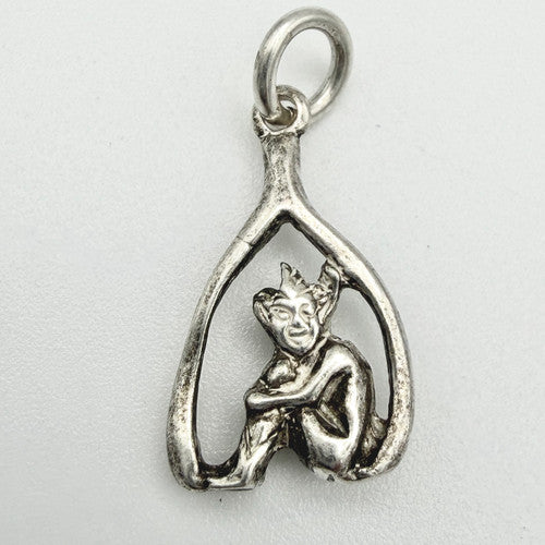 Vintage 925 Sterling Silver Wishbone & Imp Charm CA22-56