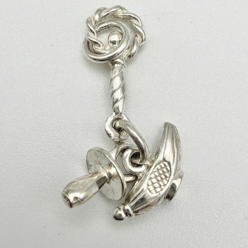 Vintage 925 Sterling Silver Baby Rattle Dummy Bottle Charm CA22-79