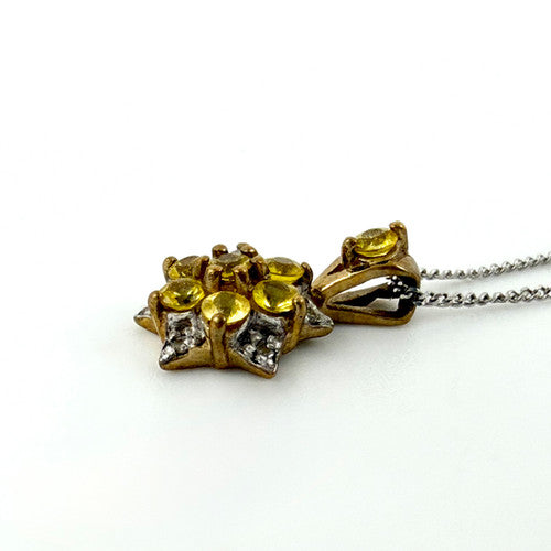 Vintage 9ct Yellow & White Gold Sapphire & Diamond Necklace PG78