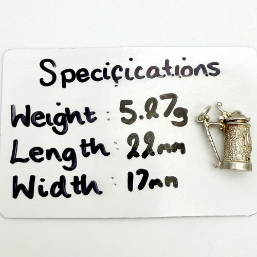 Vintage 925 Sterling Silver Tankard Charm CA28-26