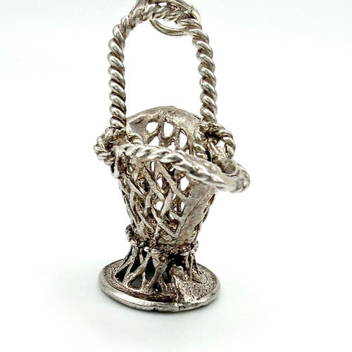 Vintage 925 Sterling Silver Wicker Basket Charm CA26-25