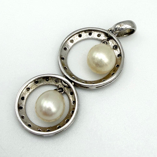 Vintage 9ct White Gold Pearl Pendant PG33