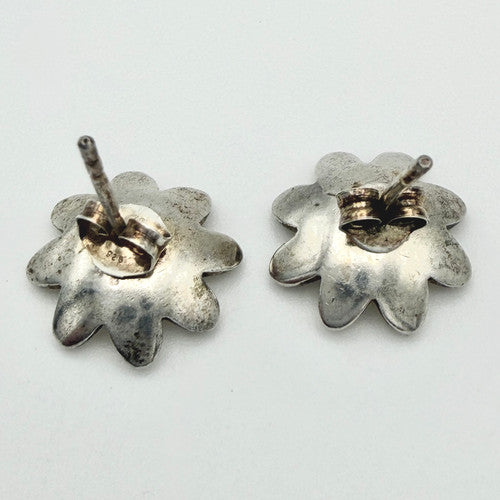 Vintage 925 Sterling Silver Flower Stud Earrings PAT138