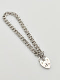 Vintage 925 Sterling Silver Curb Link Padlock Bracelet Bracelets-6