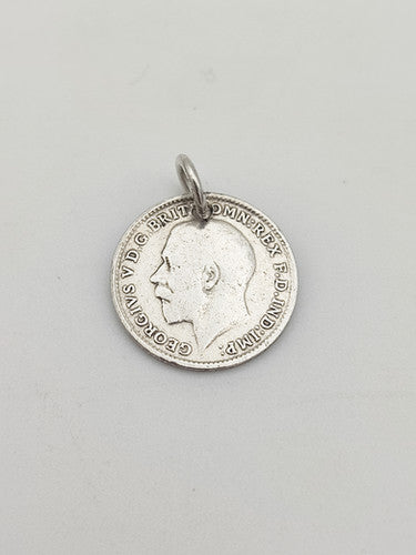 Vintage 925 Sterling Silver 1918 Three Pence Coin Charm CA14-65