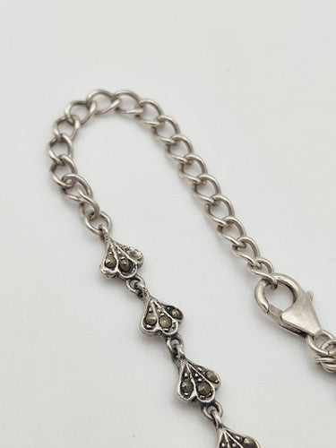 Vintage 925 Sterling Silver Marcasite Bracelet PAT59