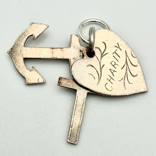 Vintage 925 Sterling Silver Charity Faith Hope Charm CA19-84