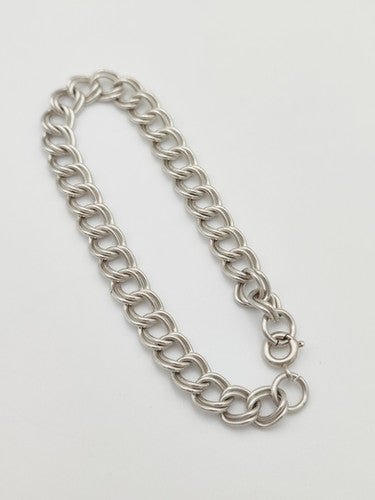 Vintage 925 Sterling Silver Double Curb Link Bracelet Bracelets-13