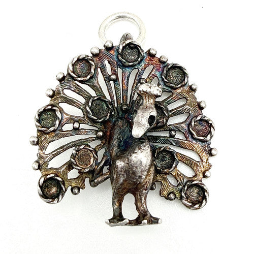 Vintage 925 Sterling Silver Peacock Charm CA26-31