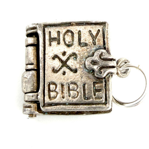 Vintage 925 Sterling Silver Holy Bible Charm CA27-36
