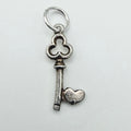 Vintage 925 Sterling Silver Heart Key Charm CA20-66