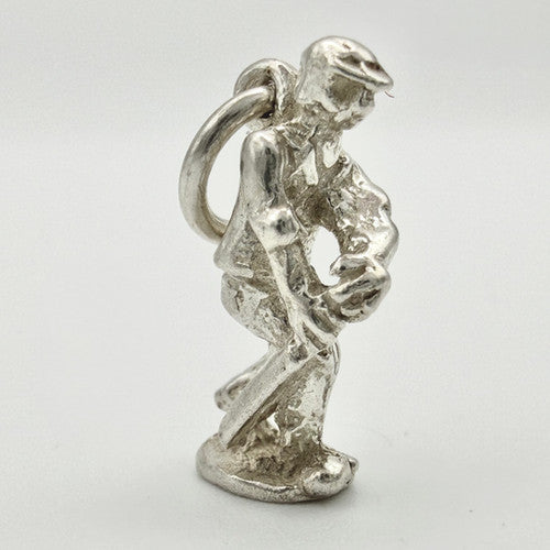 Vintage 925 Sterling Silver Cricket Batsman Charm CA22-69