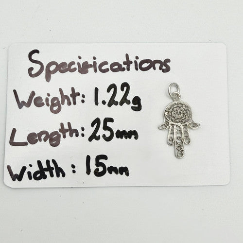 Vintage 925 Sterling Silver Hamza Hand Charm CA23-44