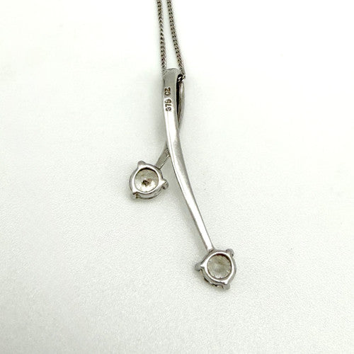 Vintage 9ct White Gold CZ Necklace PG91