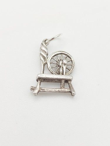 Vintage 925 Sterling Silver Spinning Wheel Charm CA17-55