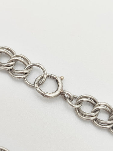 Vintage 925 Sterling Silver Double Curb Link Bracelet Bracelets-25
