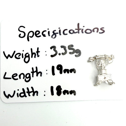 Vintage 925 Sterling Silver Telephone Charm CA27-41