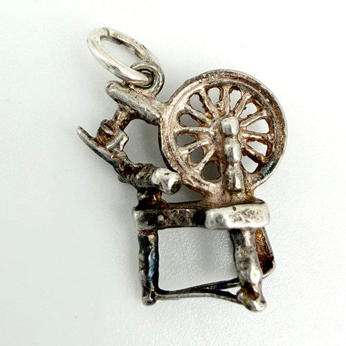 Vintage 925 Sterling Silver Spinning Wheel Charm CA28-17