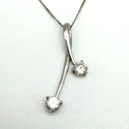 Vintage 9ct White Gold CZ Necklace PG91