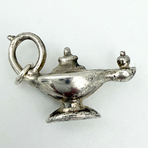 Vintage 925 Sterling Silver Aladdin Magic Lamp Charm CA28-19
