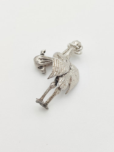 Vintage 925 Sterling Silver Stork & Baby Charm CA16-79