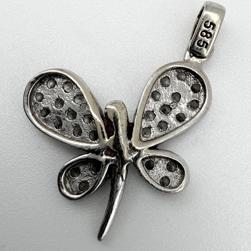 Vintage 14ct White Gold CZ Butterfly Pendant PG11