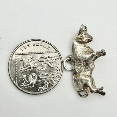 Vintage 925 Sterling Silver Large Bull Charm CA23-16