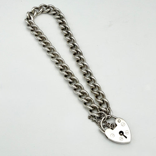 Vintage 925 Sterling Silver Curb Link Bracelet Bracelets-67