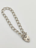 Vintage 925 Sterling Silver Curb Link Padlock Bracelet Bracelets-14A