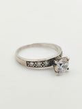 Vintage 925 Sterling Silver CZ Solitaire Ring PAT7