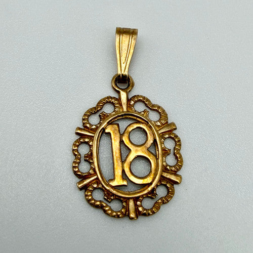 Vintage 9ct Yellow Gold 18 Pendant PG49