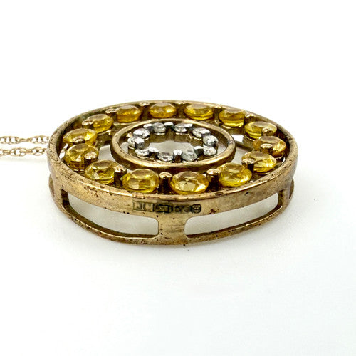 Vintage 9ct Yellow Gold Diamond Sapphire Slider Necklace PG60