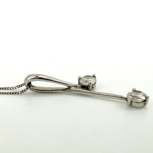 Vintage 9ct White Gold CZ Necklace PG91