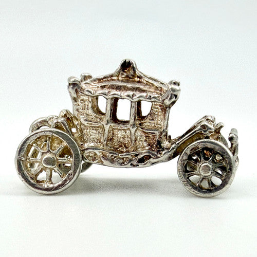 Vintage 925 Sterling Silver Horse Drawn Carriage Charm CA28-15