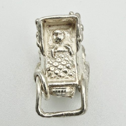 Vintage 925 Sterling Silver Pram Charm CA22-23