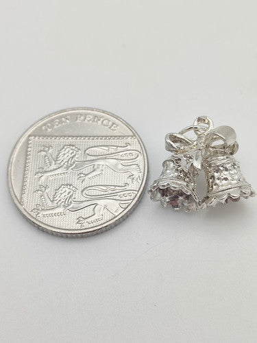 Vintage 925 Sterling Silver Bells Charm CA17-67