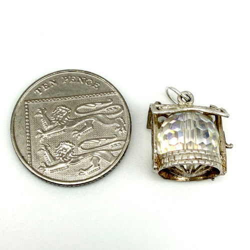 Vintage 925 Sterling Silver Crystal Wishing Well Charm CA27-63