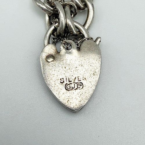 Vintage 925 Sterling Silver Georg Jensen Heart Padlock Bracelet Bracelets-61