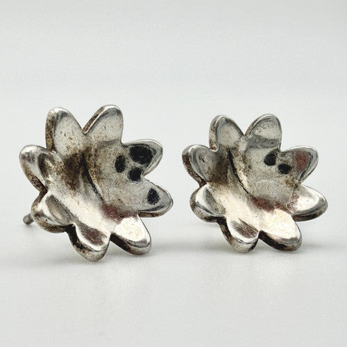 Vintage 925 Sterling Silver Flower Stud Earrings PAT138