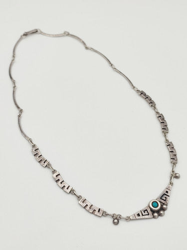 Vintage 925 Sterling Silver Aztec Style Necklace PAT55
