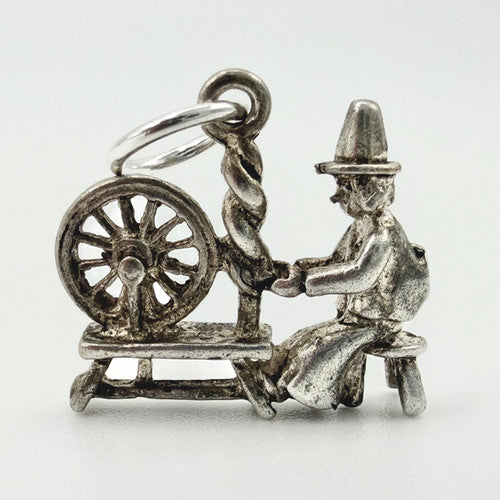 Vintage 925 Sterling Silver Spinning Wheel Charm CA25-63
