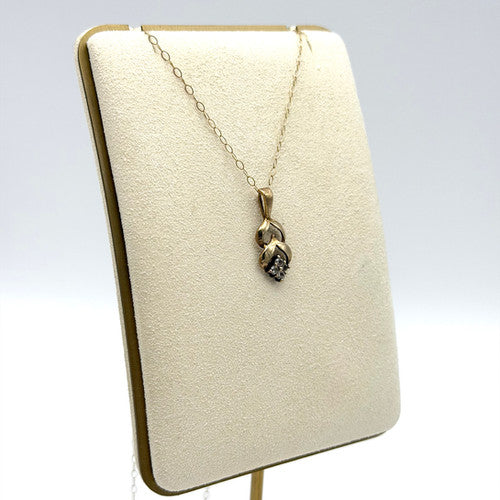 Vintage 9ct Yellow Gold Floral CZ Necklace PG54
