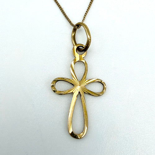 Vintage 9ct Yellow Gold Cross Necklace PG75